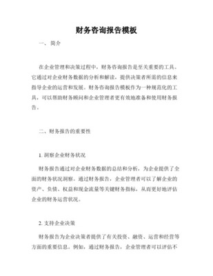 專業財務顧問咨詢報告